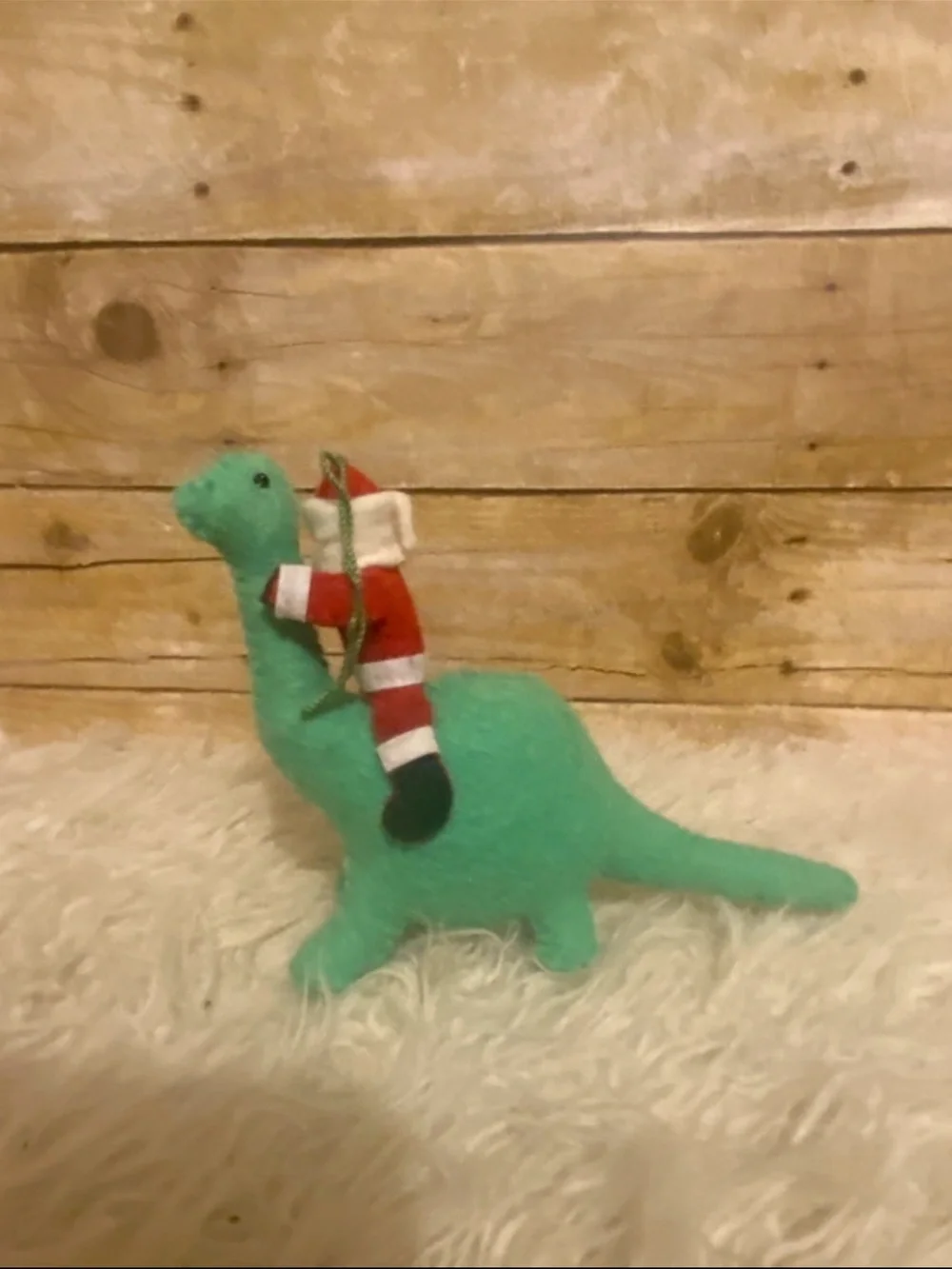 Christmas  Felt Santa riding Dinosaur Felt Ornament